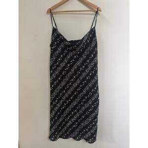 BCBG Paris Slip Dress XL Ditsy Floral Stripe Print Cowl Neck Spaghetti Strap Y2K